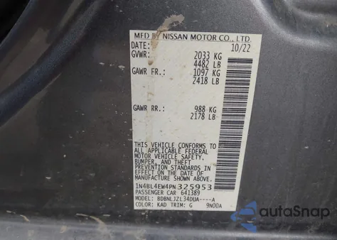 2023 Nissan Altima Sl Intelligent Awd z USA, uszkodzony, nr VIN 1N4BL4EW4PN325953